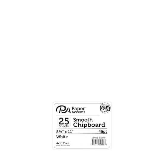 PA Paper&#x2122; Accents White 8.5&#x22; x 11&#x22; Smooth Chipboard, 25 Sheets